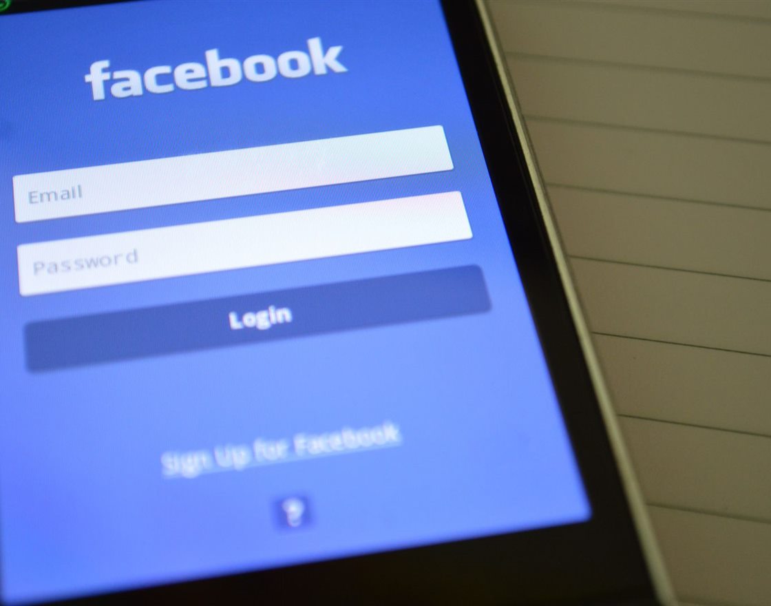 The Facebook login screen on a tablet