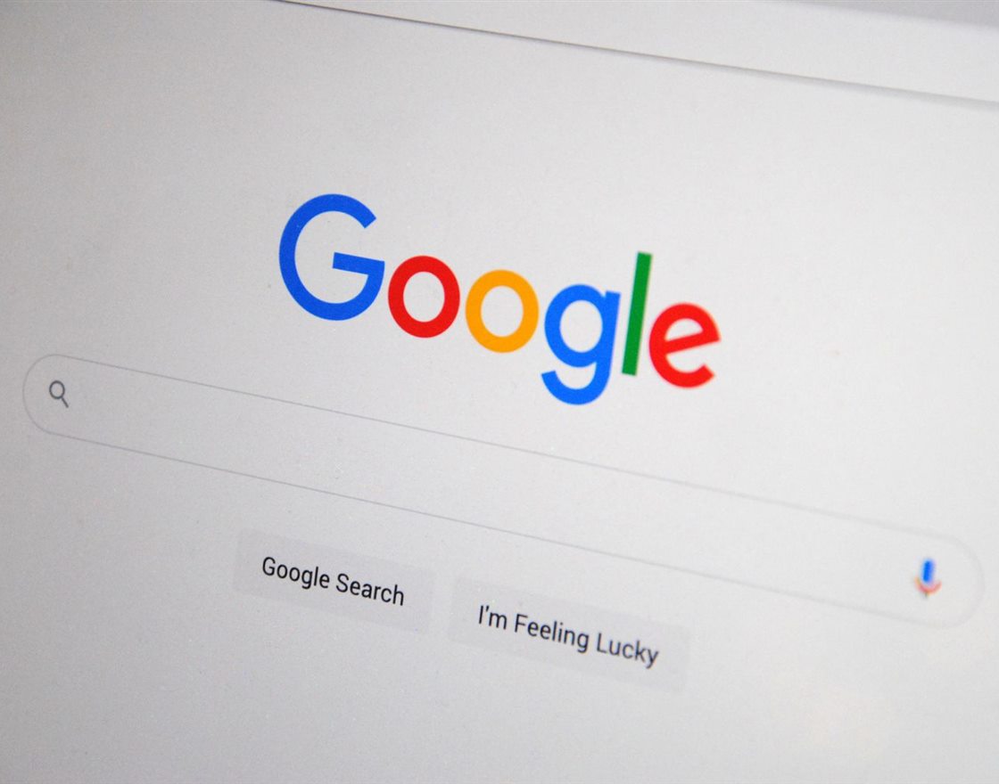 The Google search homepage on a screen