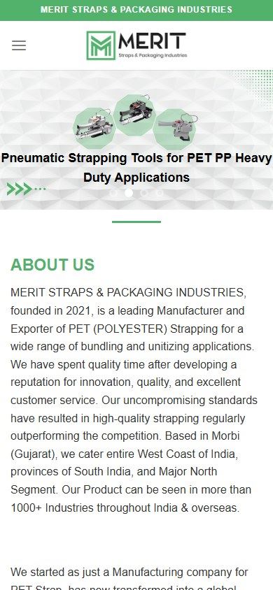 Merit Straps website on mobile