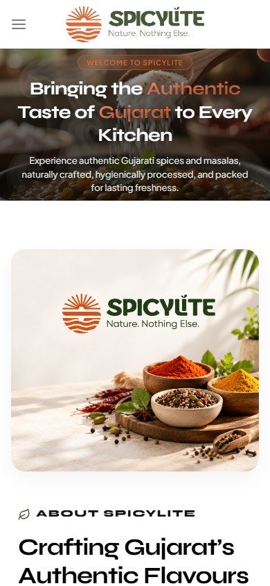 Spicy Lite website on mobile