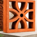PM Spacers four petal terracotta clay jali block